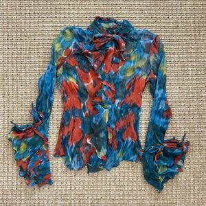 Yigal Azrouel 100% Silk, Sheer Color Splash Blouse